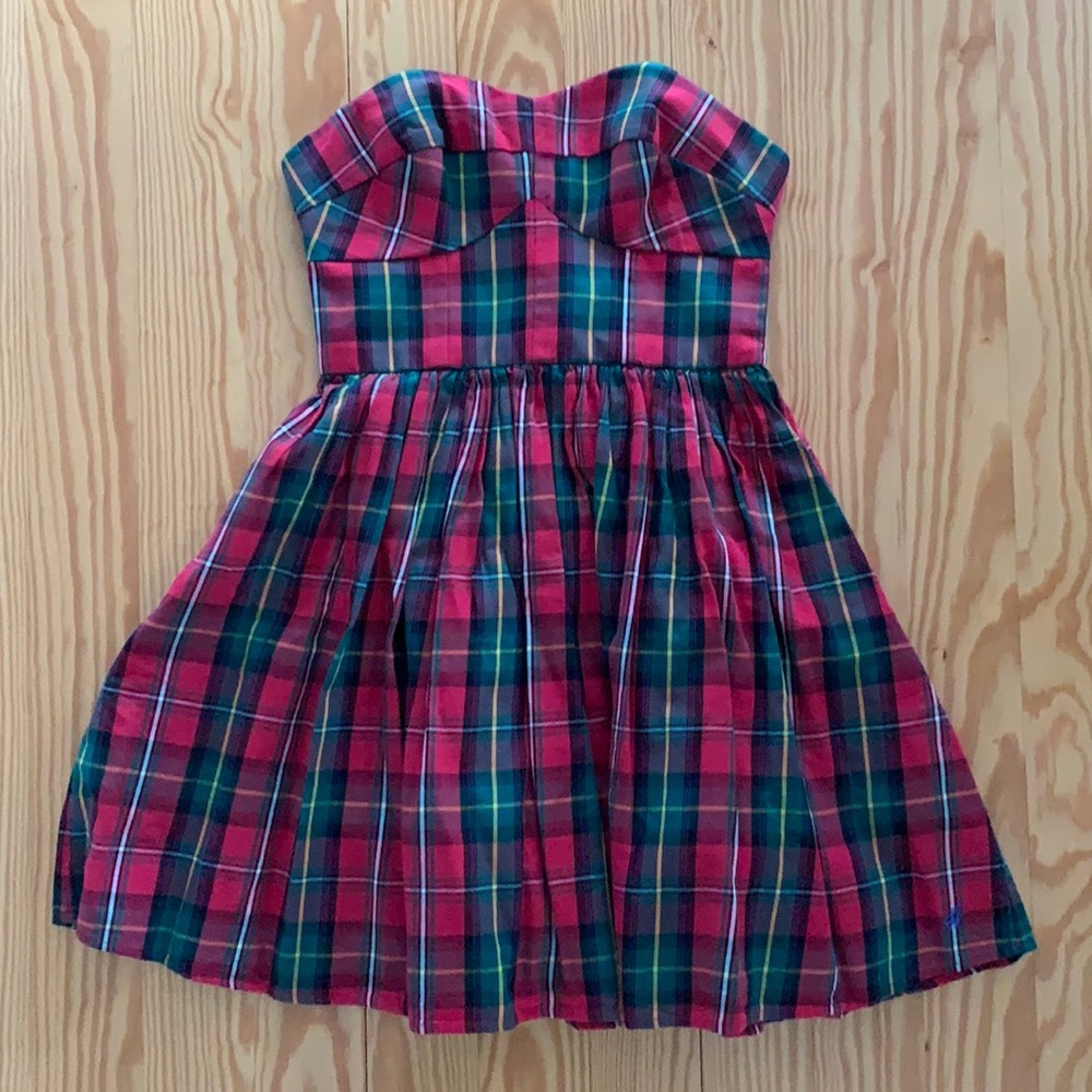 Jack Wills strapless tartan plaid dress. 100% cotton. Made in India